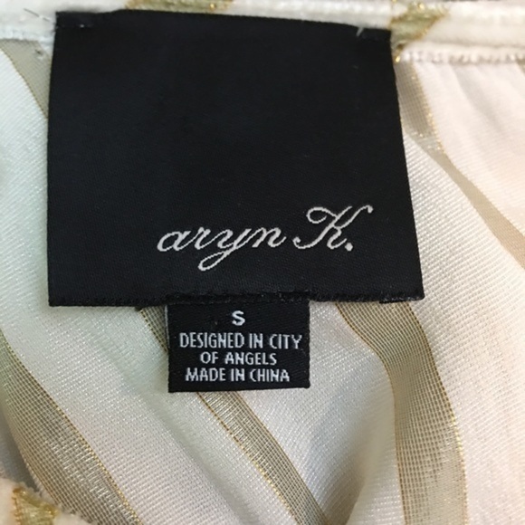 Aryn K Stripe Silk Velvet Side Gather Top - Picture 5 of 6